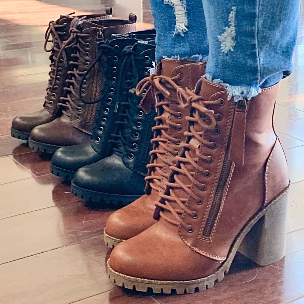 Heel Combat Booties - Brown - Picture 8 of 8